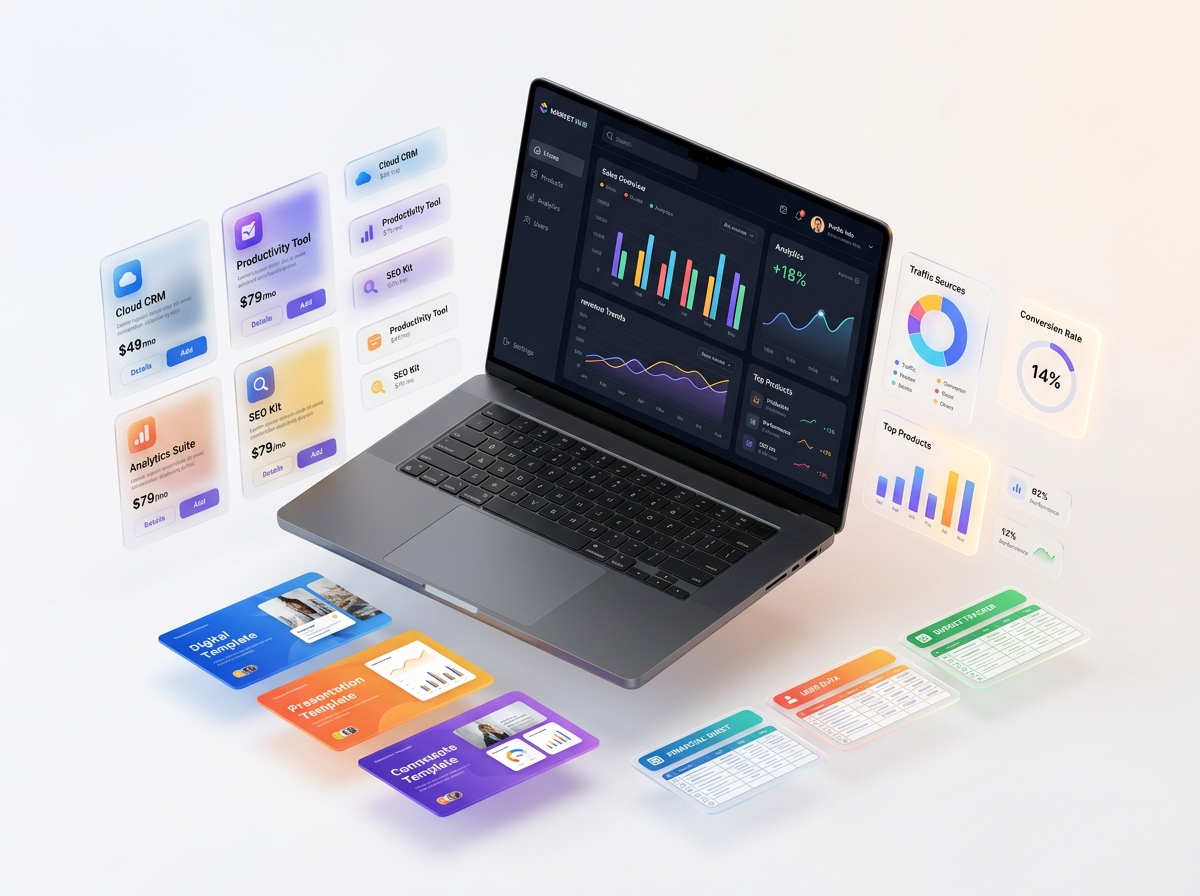 Crevvo Premium Digital Products 3D Showcase